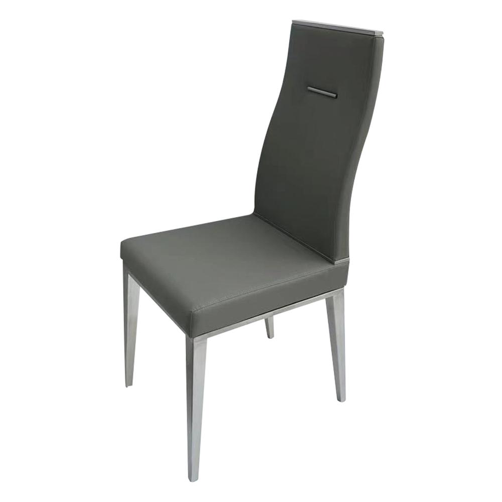 Dark Gray Dining Chair With Brushed Stainless Steel, Set Of 4. Picture 1