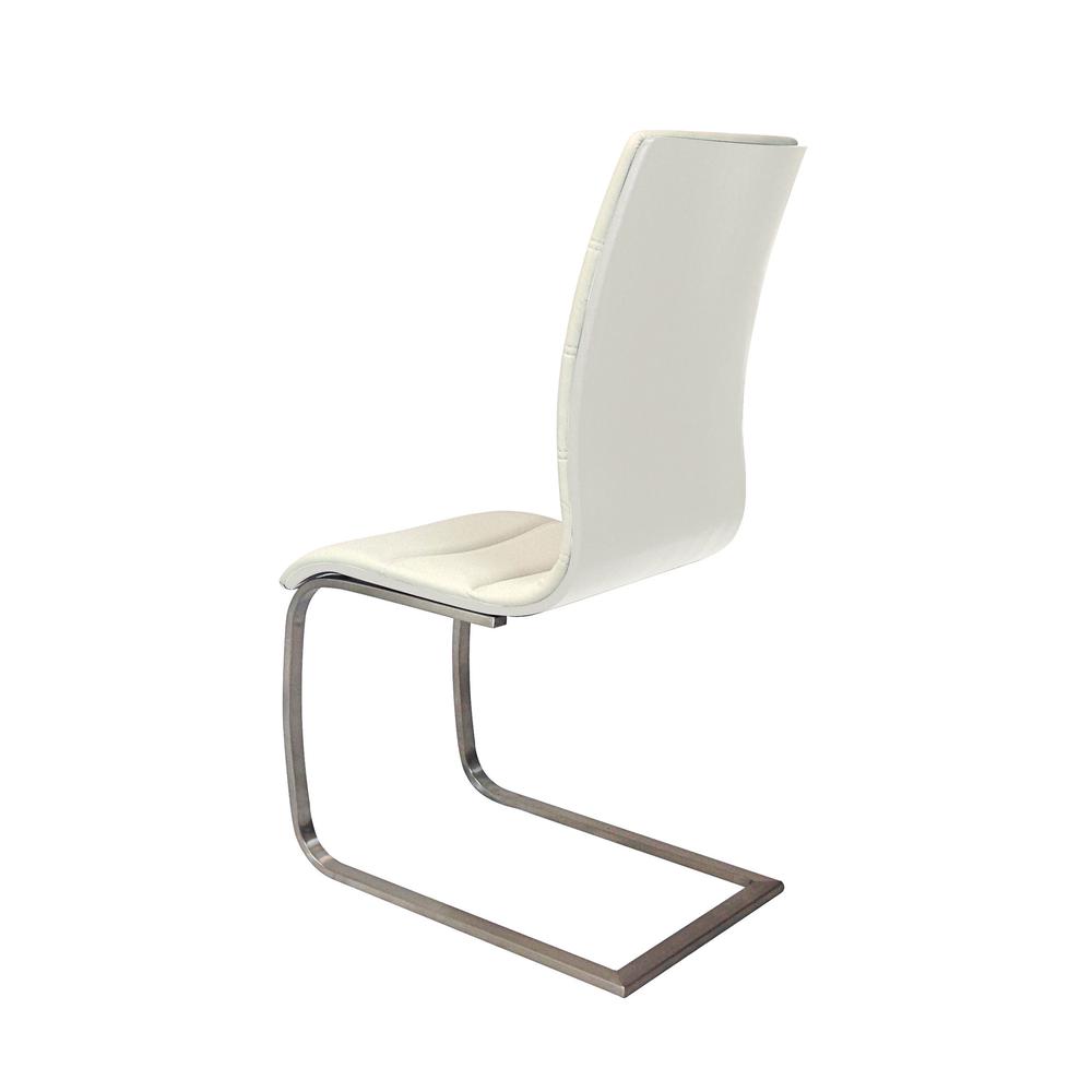D.Chair,White Lacquer Back,White Pu/S.S.Base, Set Of 2. Picture 1
