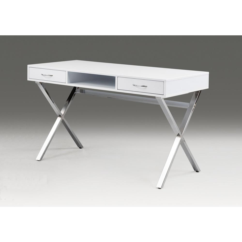 White Top Desk With Two Drawers/Chrome Base. Picture 1
