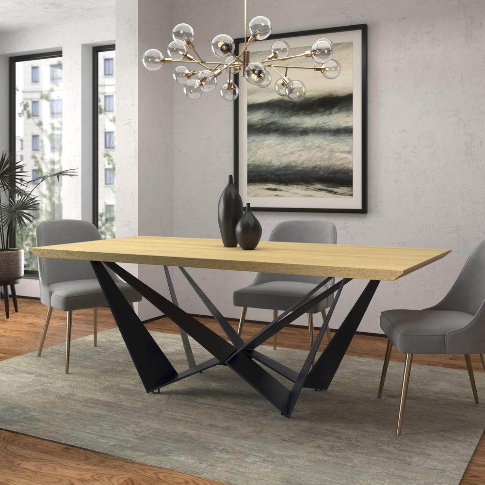 Dining Table With Natural Wood Top And Black Metal Legs. Picture 2
