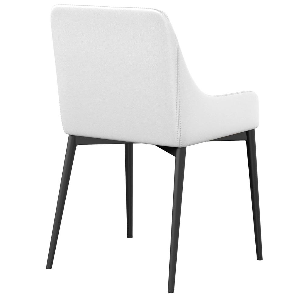 Pu Dining Chair/Black Legs, White Pu, Set Of 2. Picture 2