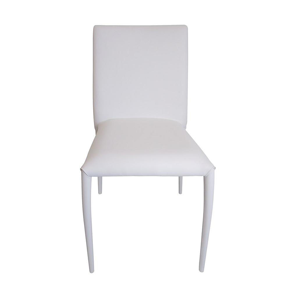 Dining Chair W/Pu Seat And Legs,Stackable, White, Set Of 4. Picture 2