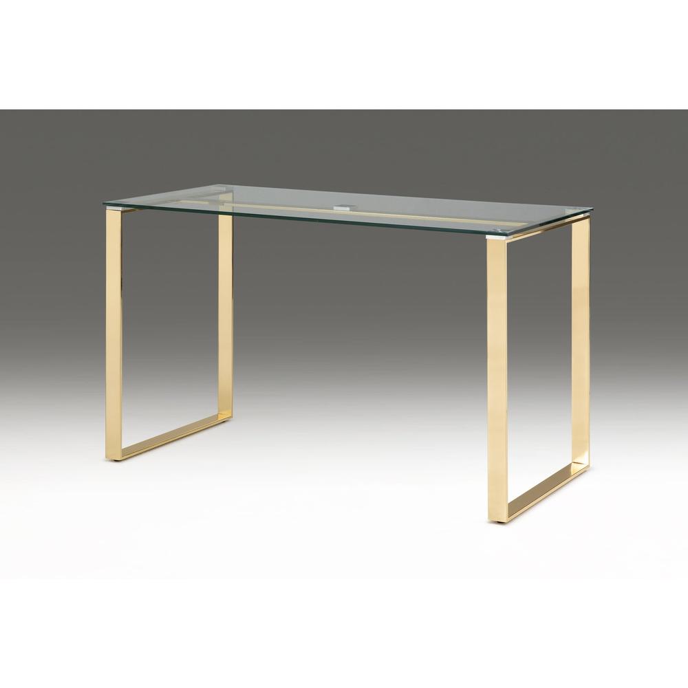 Glass Desk With Gold Base. Picture 1