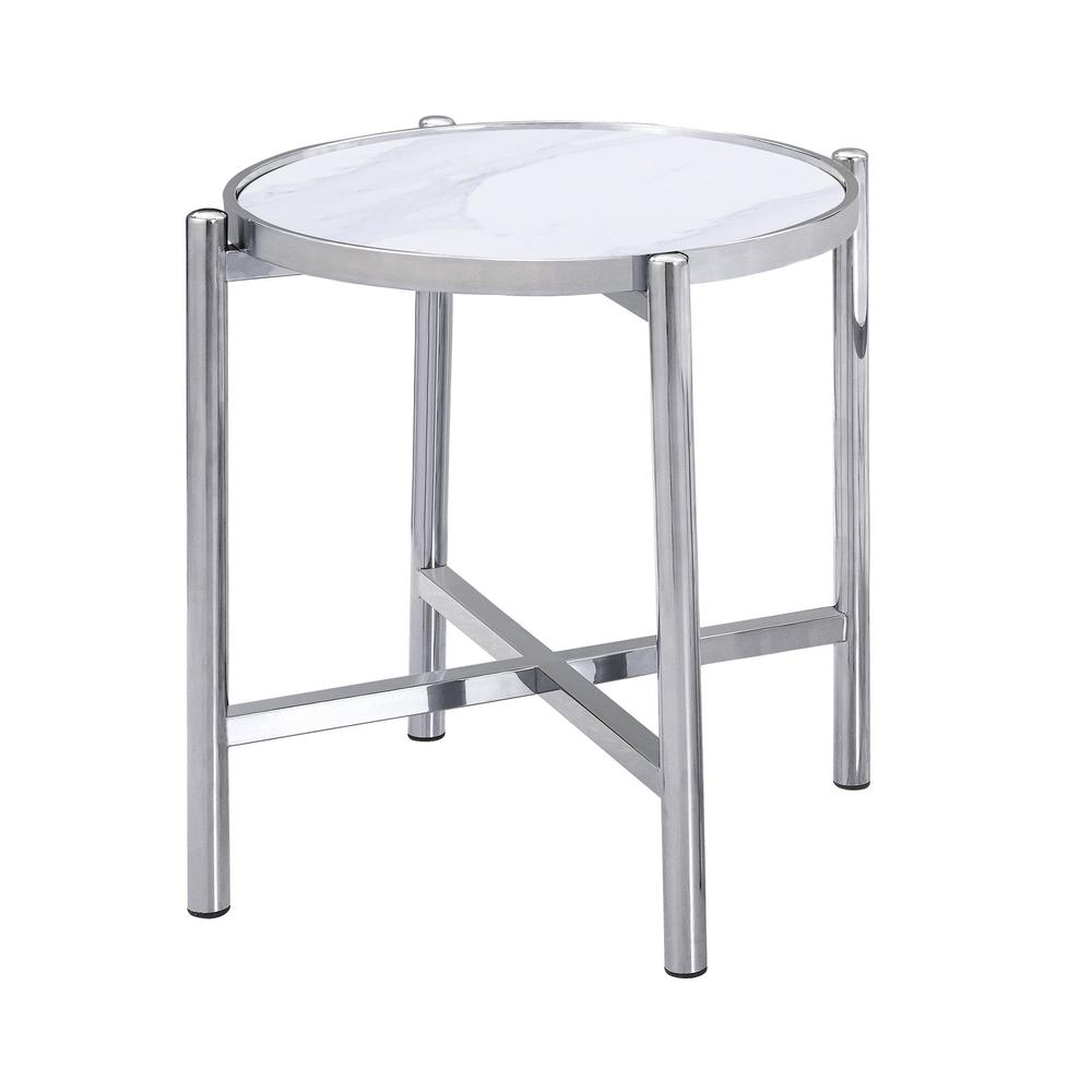 End Table, Stainless Steel Base. Picture 1