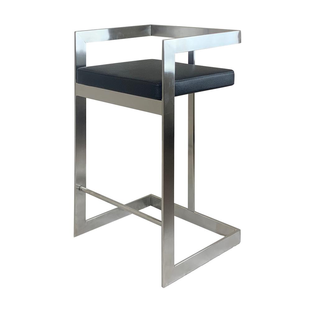 Counter Chair, 26", Black, Stainless Steel Base. Picture 2