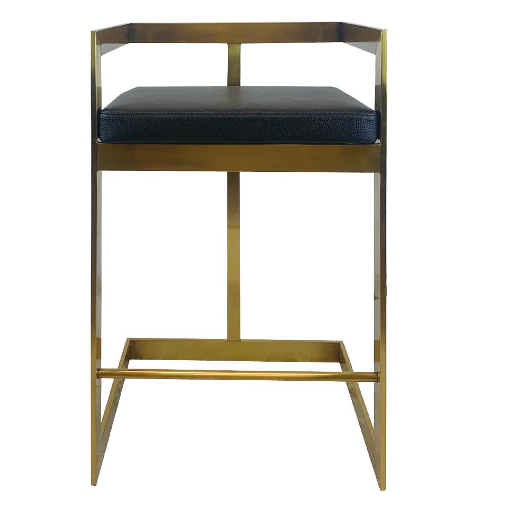 Bar Chair, 26", Black, Gold Base. Picture 2