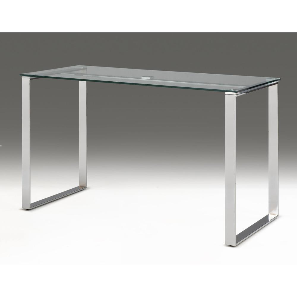 Glass Desk With Chrome Base. Picture 1
