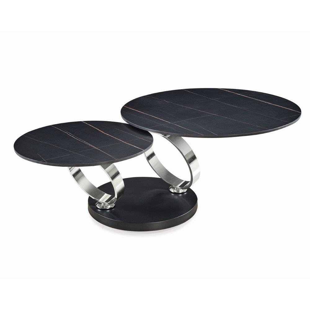 Motion Black Ceramic Top Coffee Table With Stainless Steel. Picture 1