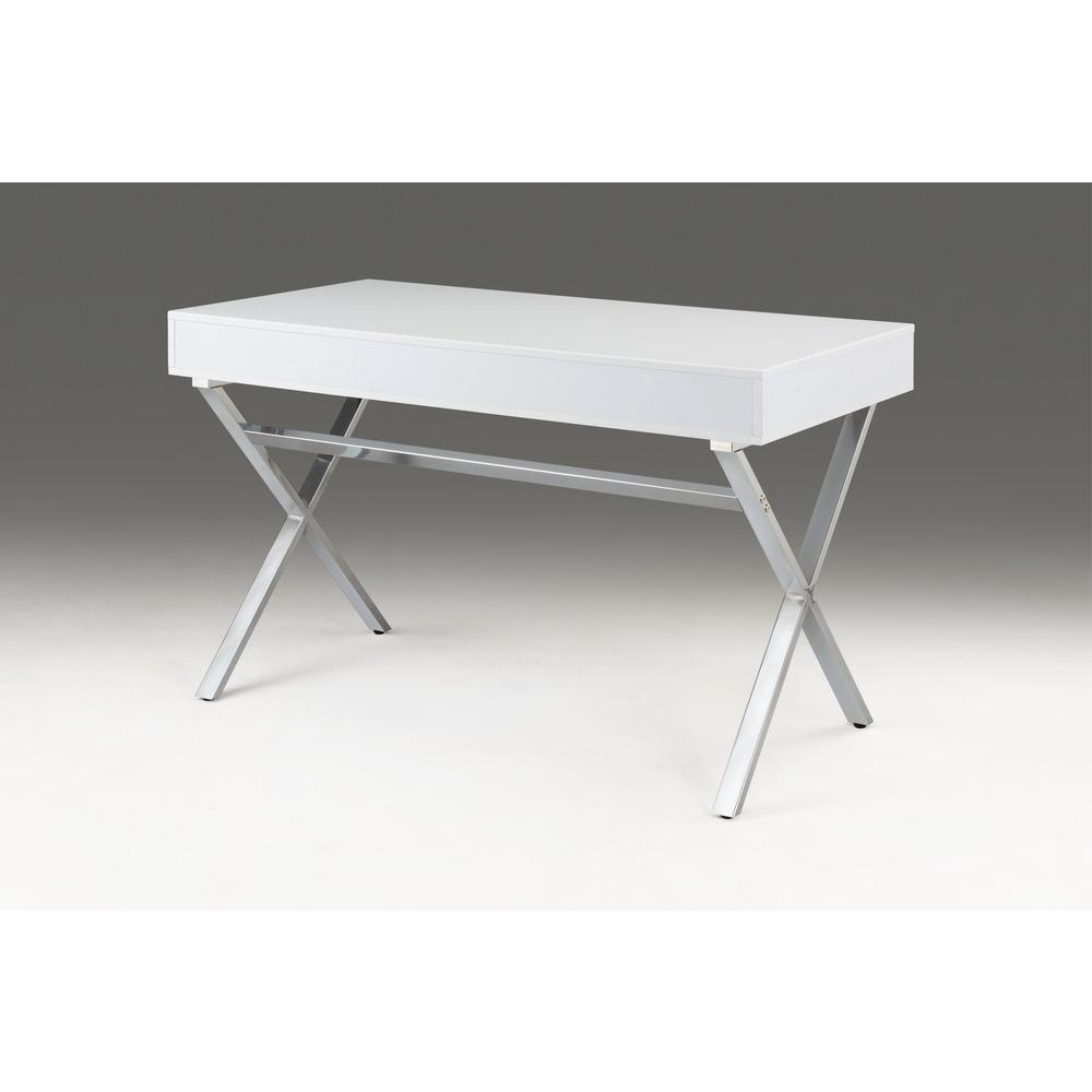 White Top Desk With Two Drawers/Chrome Base. Picture 2