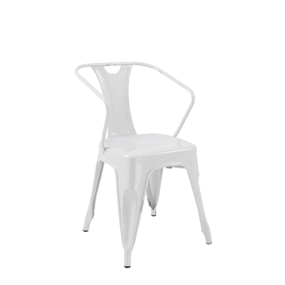 White Metal Chair With Arm, Set Of 4. Picture 1