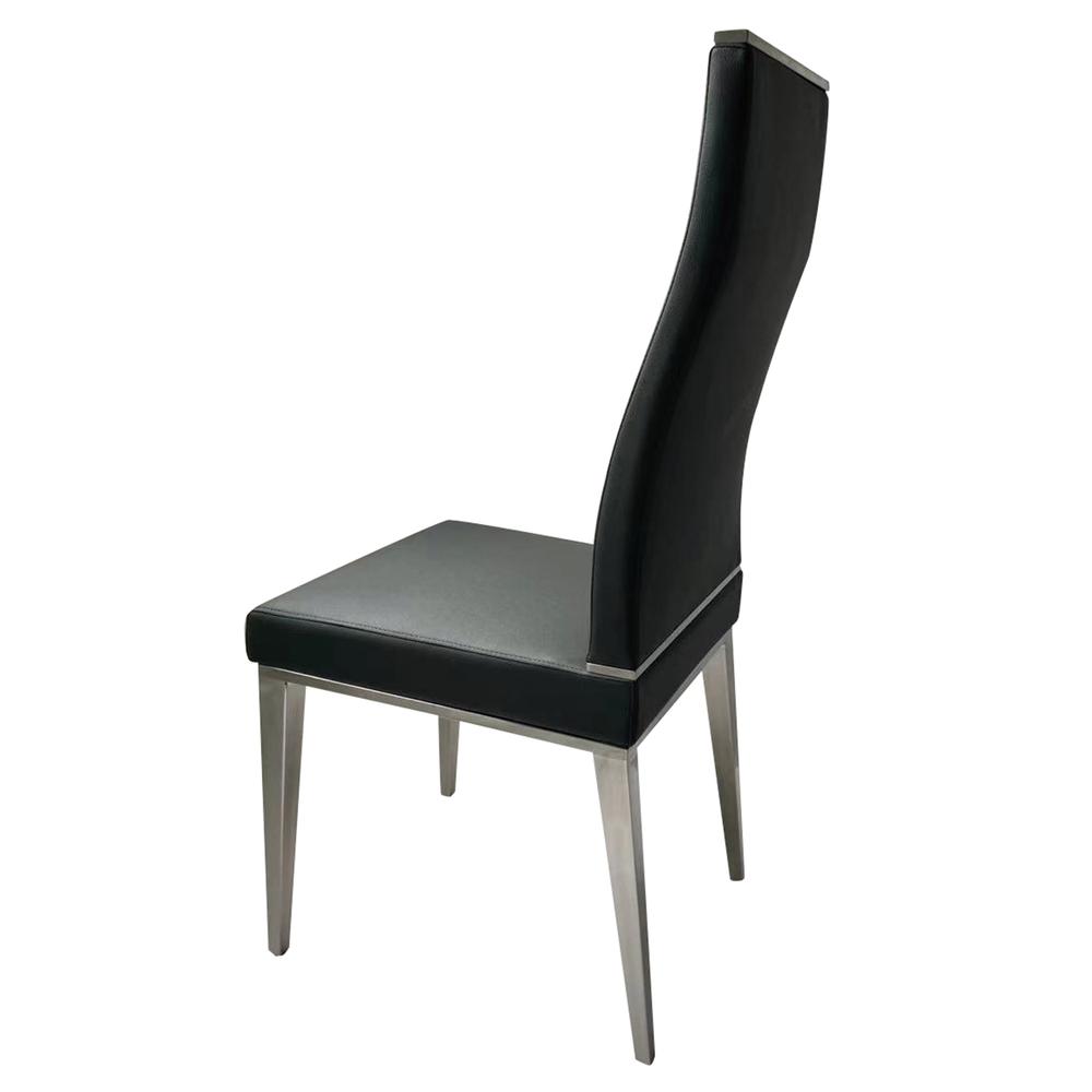 Black Dining Chair With Brushed Stainless Steel, Set Of 4. Picture 2