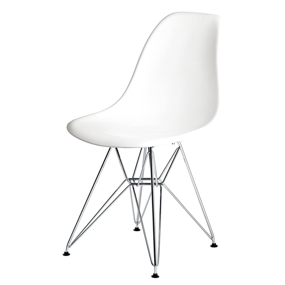 Pp Chair With Chrome Legs, White, Set Of 2. Picture 1