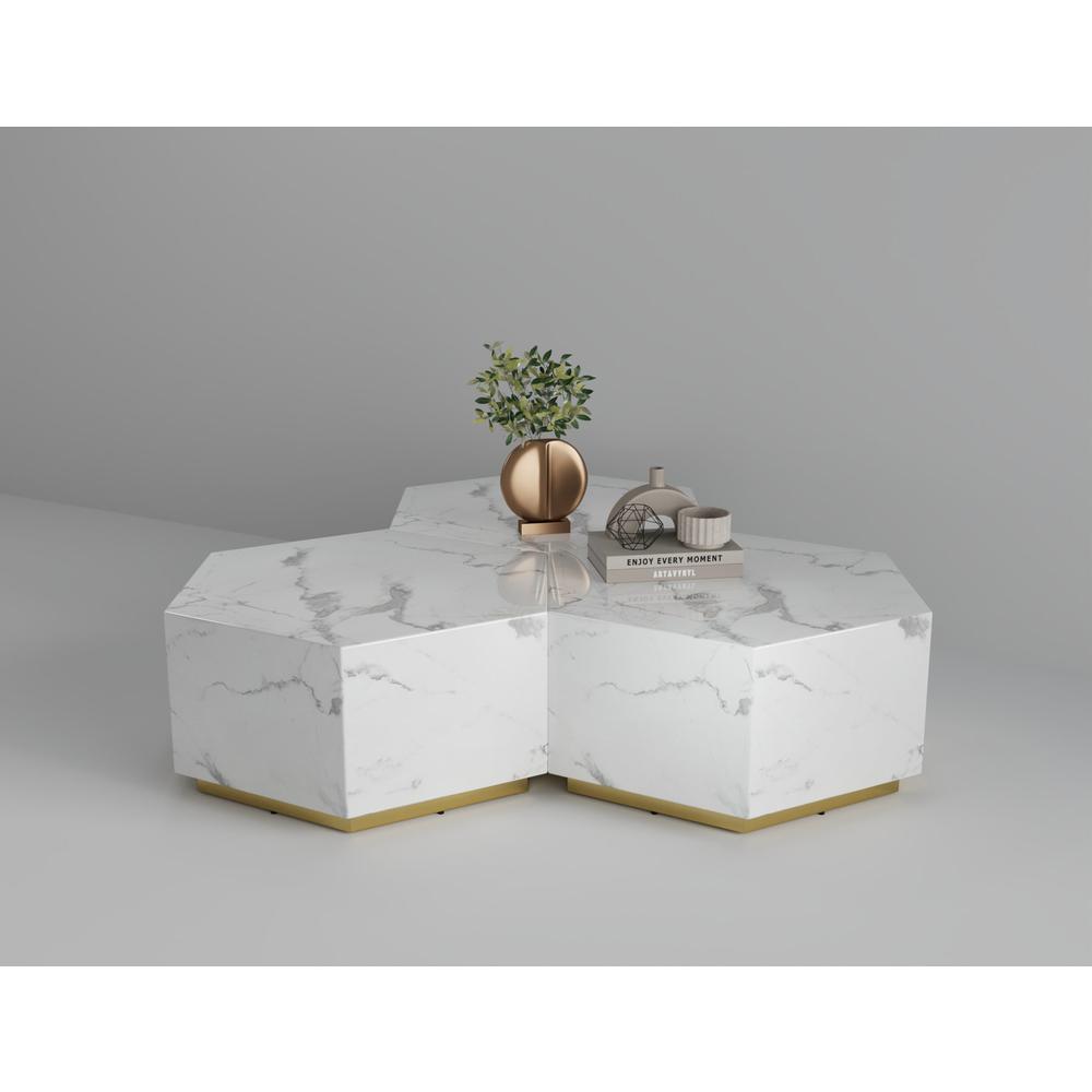 Hexagon MDF Coffee Table in White. Picture 4
