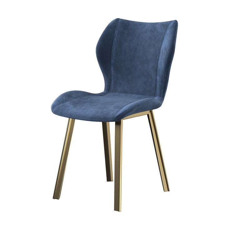 Fabric Dining Chair/Gold Legs, Blue Velvet, Set Of 4. Picture 1