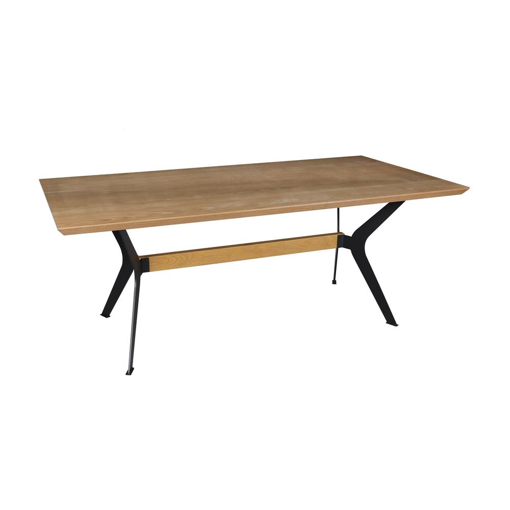 Dining Table with Veneer Top and Metal Black legs. Picture 1