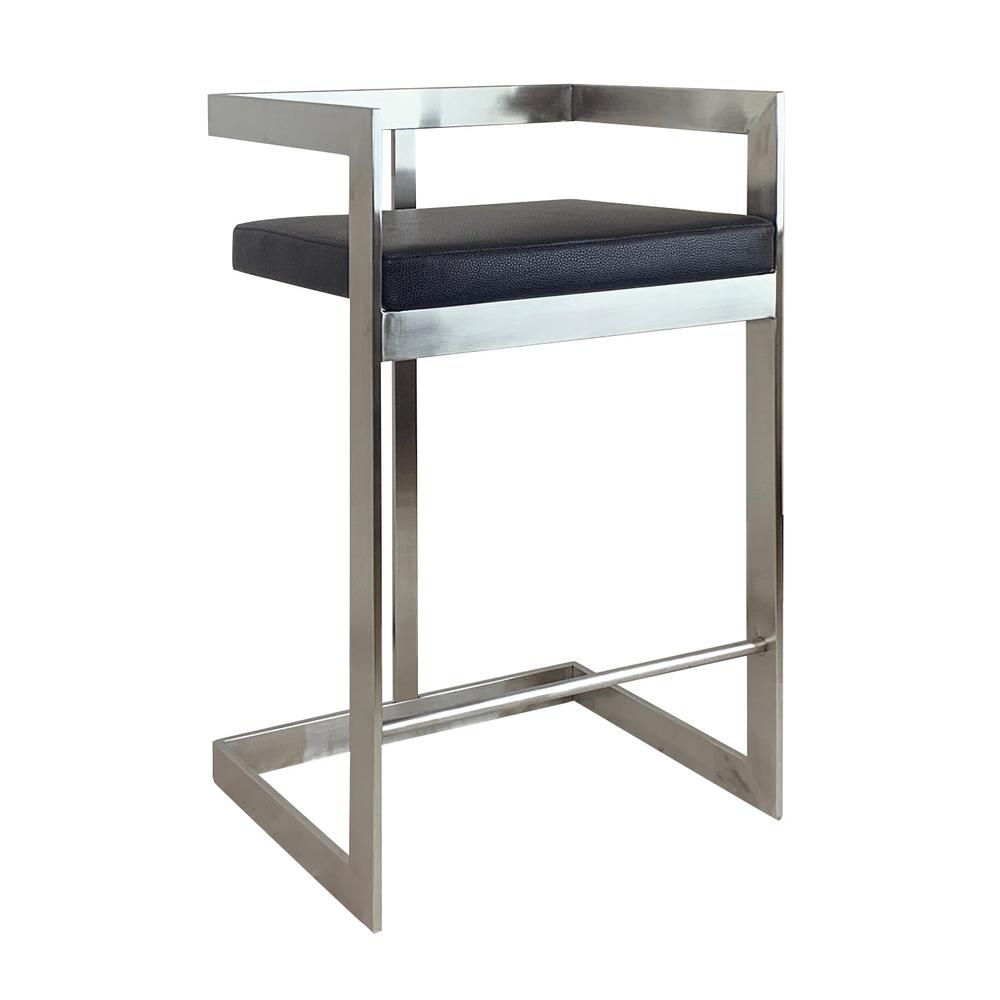 Counter Chair, 26", Black, Stainless Steel Base. Picture 1