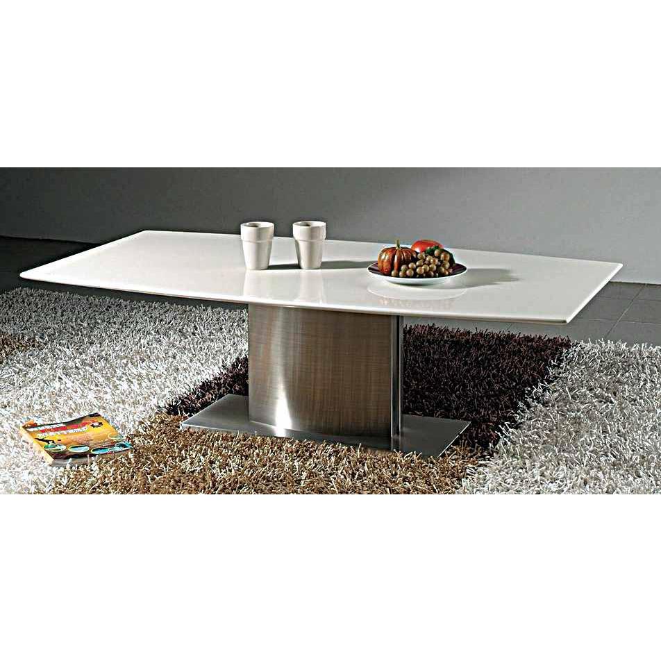 Coffee Table W/ White Marble Top And Stainless Steel Base. Picture 1