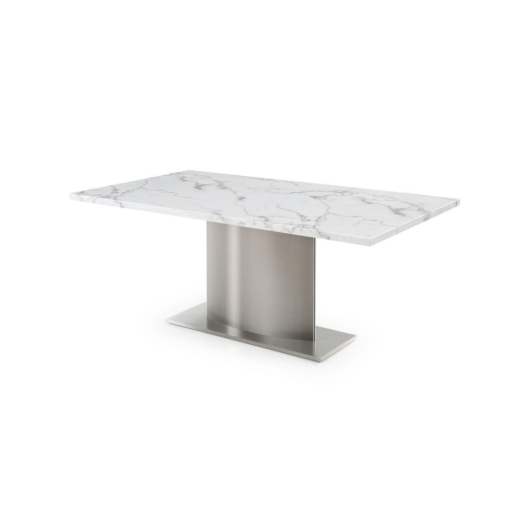 Marble Table With Stainless Steel Base. Picture 1