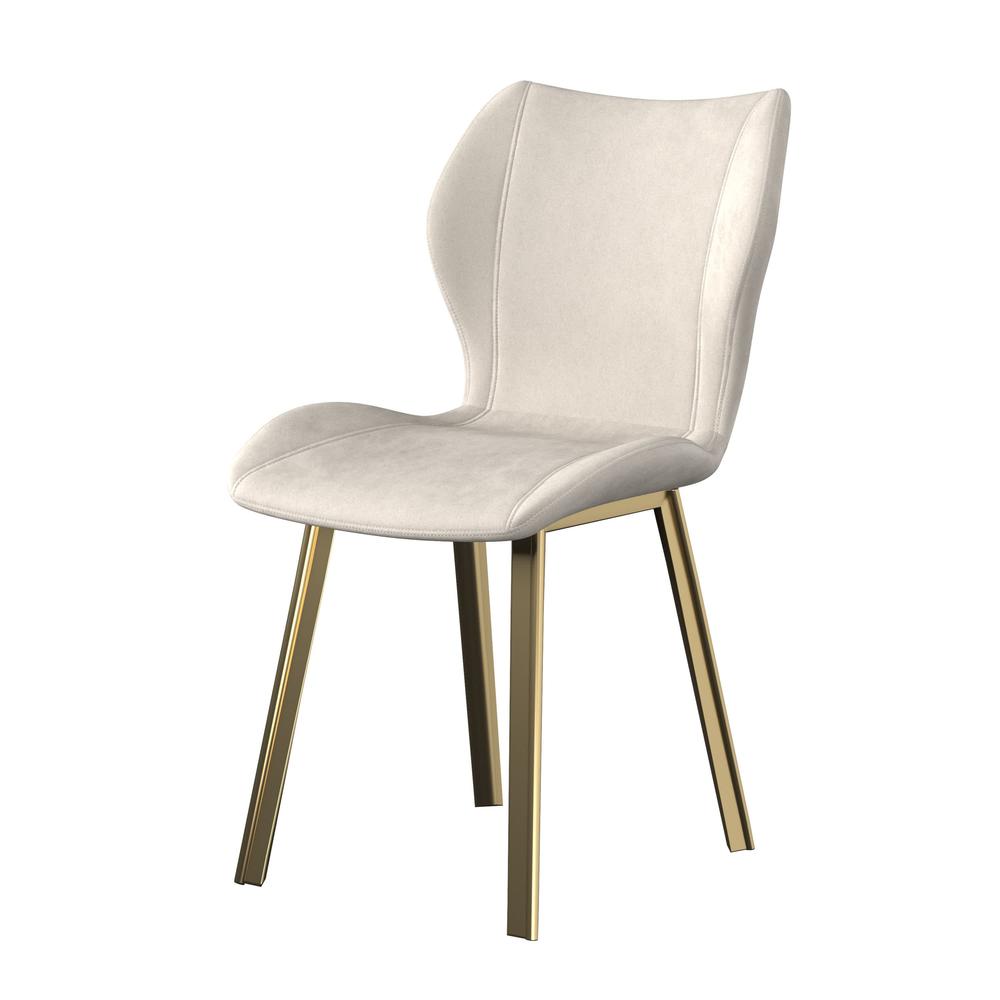 Fabric dining chair/Gold legs, Cream velvet, Set of 4. Picture 2