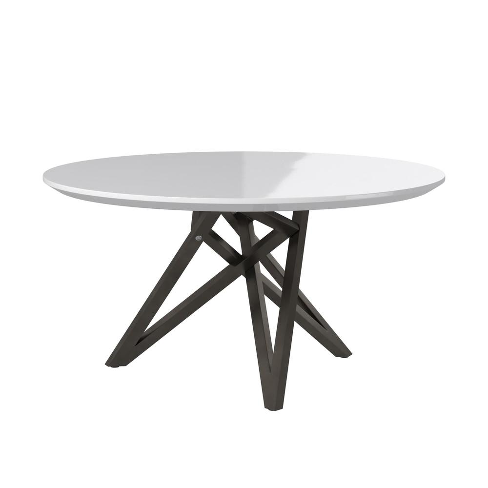 Dining Table With Brushed Gray Stainless Steel Legs. Picture 1