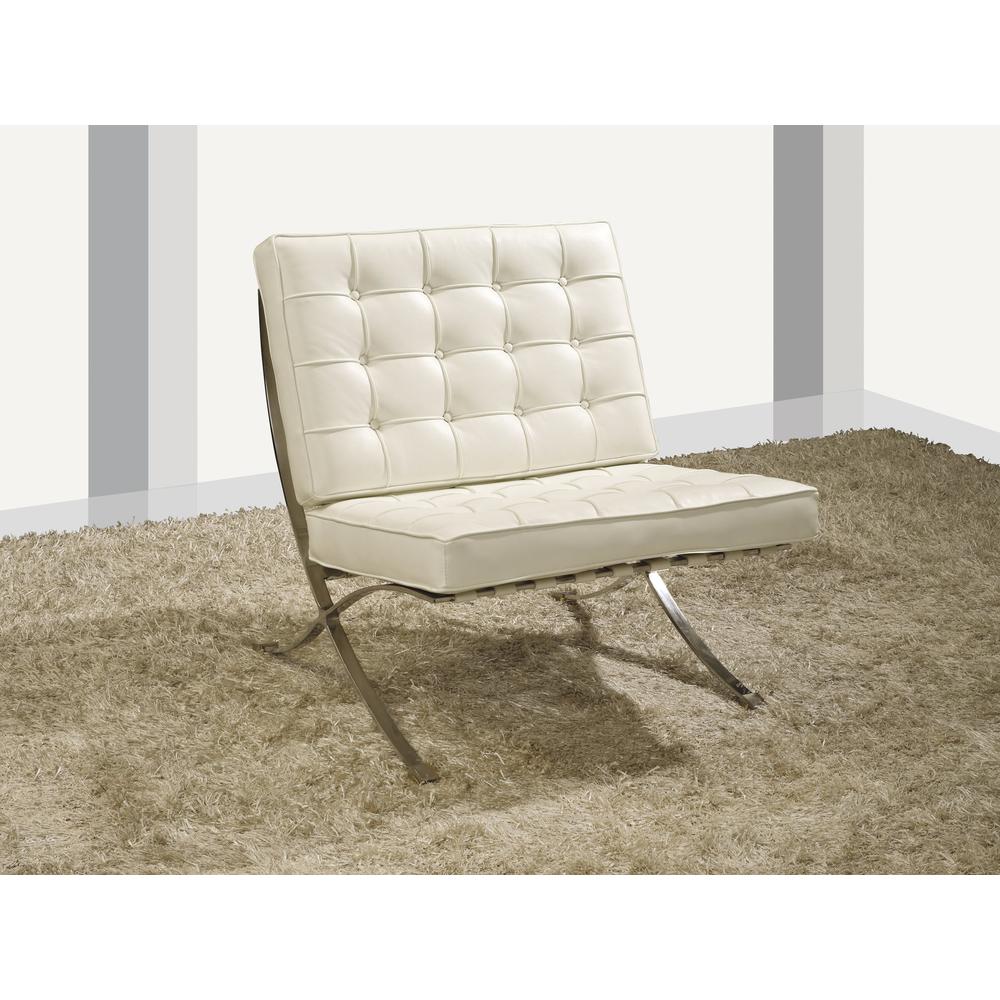 Italian Leather Chair, Pure White, 31.5" X 31" X 32"H. Picture 1