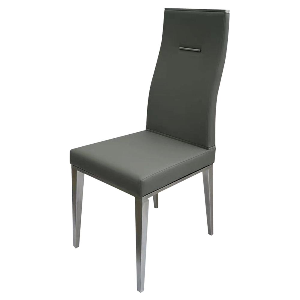 Light Gray Dining Chair With Brushed Stainless Steel, Set Of 4. Picture 1