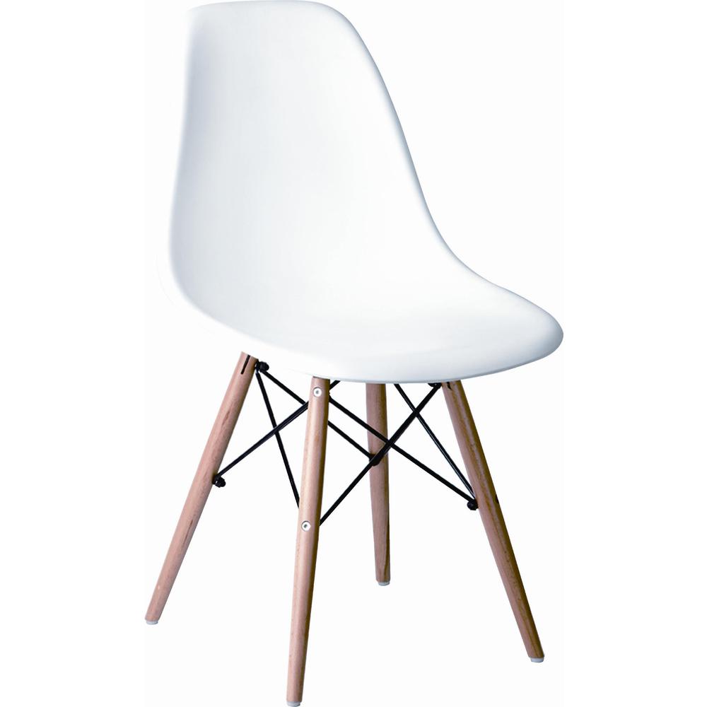 Pp Chair With Wood Legs, White, Set Of 2. Picture 1