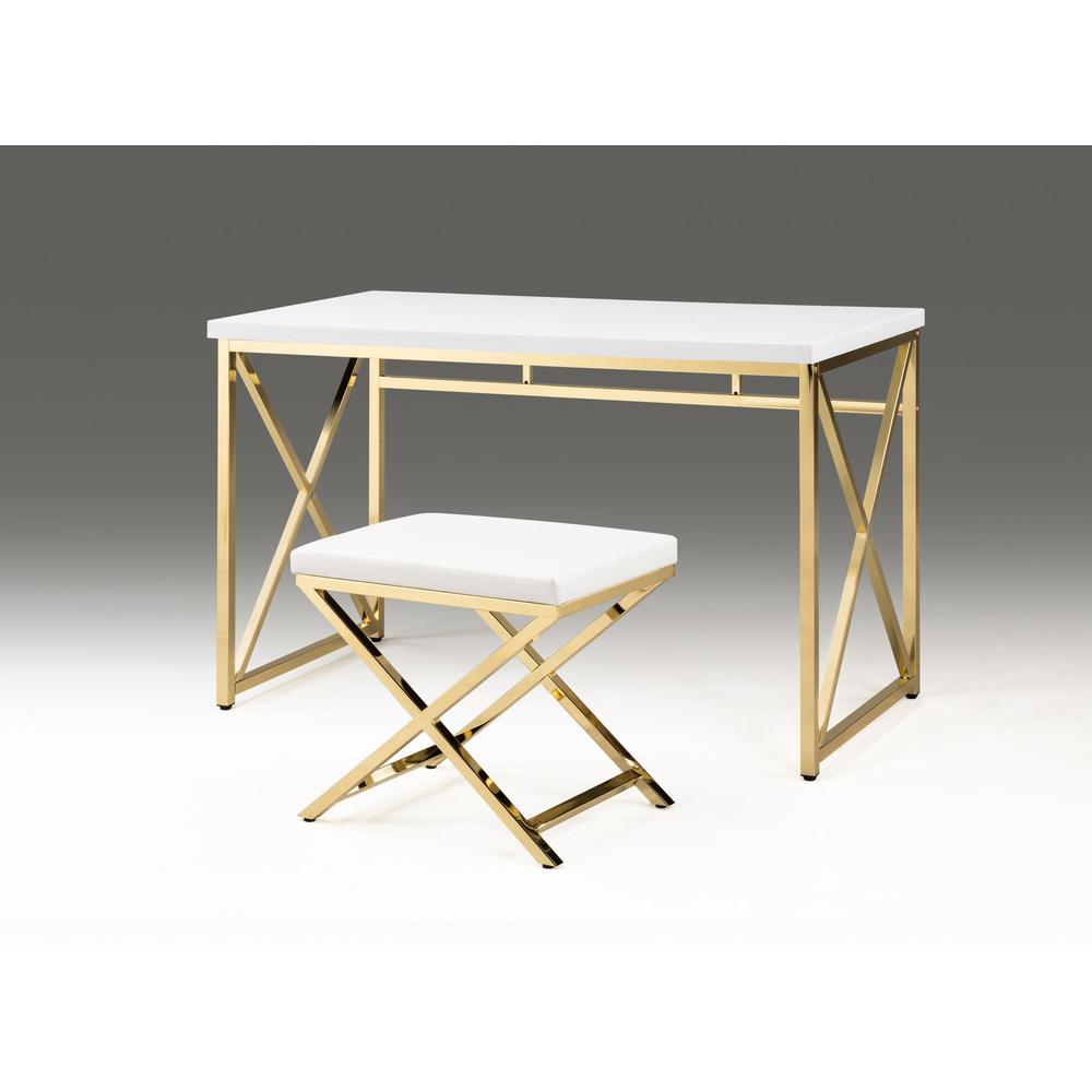 White Top Desk With Gold Base. Picture 2