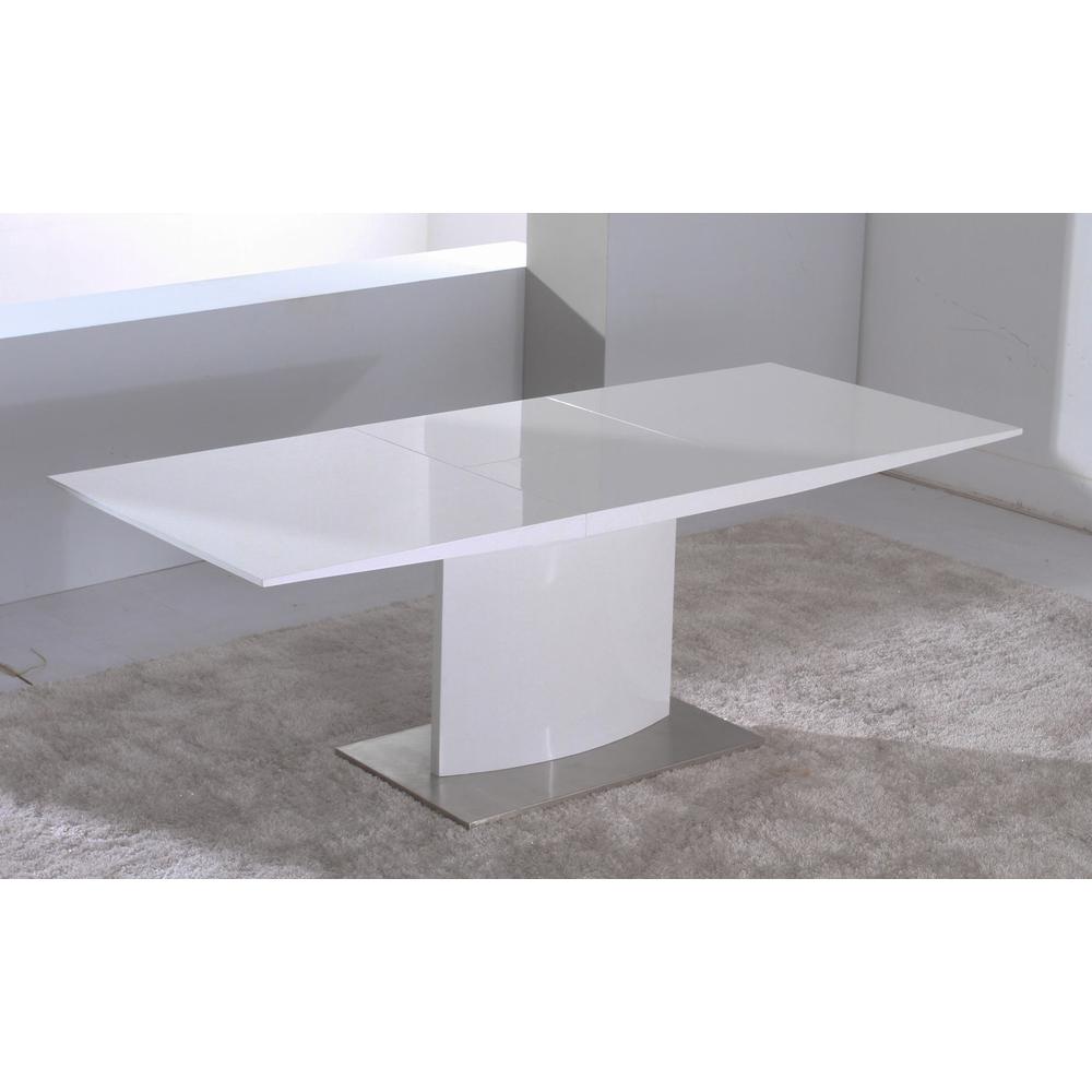 (63"-87")X35.4"X30" Extension D.Table/White Lacquer Base. Picture 2