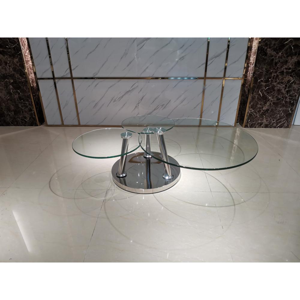 Motion Coffee Table With Clear Glass  Top & Chrome Base. Picture 2