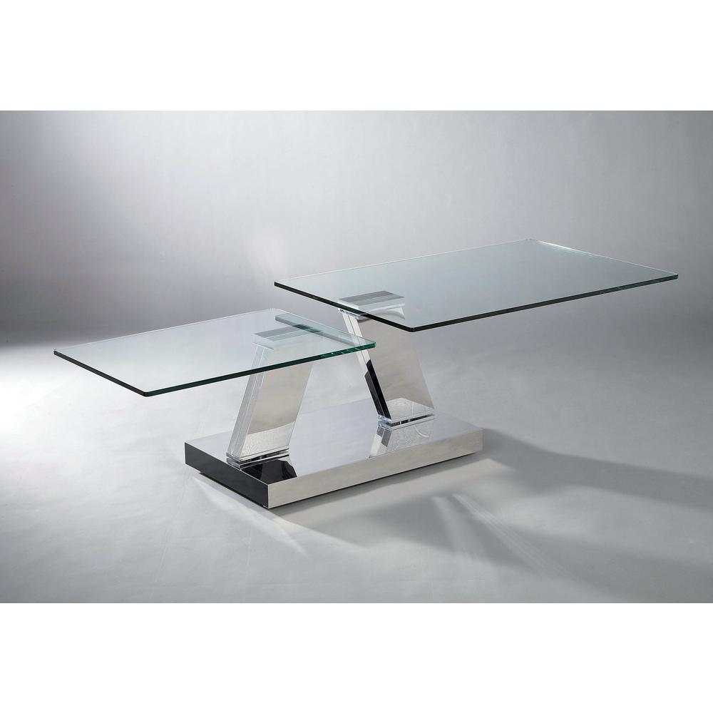 Motion Glass Coffee Table W/ Stainless Steel Base. Picture 1