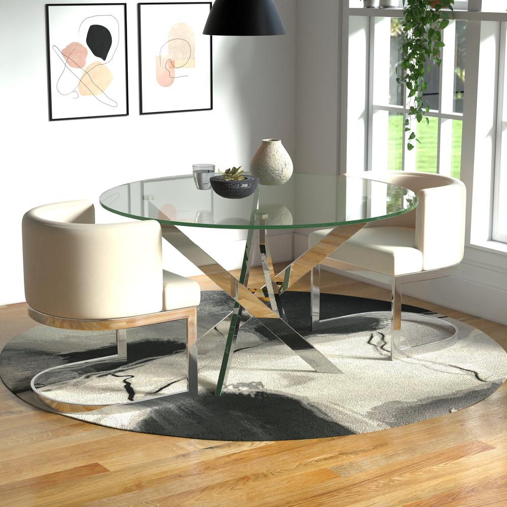 54.4'' Round Dining Table With Chrome Base. Picture 2