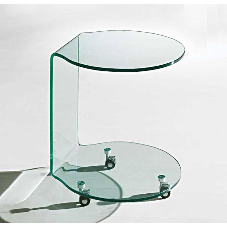 Bent Glass End Table, Clear, 12Mm Thick Glass, 20"X20"X23.5". Picture 1