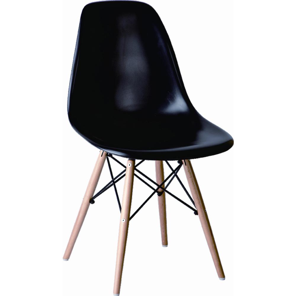 Pp Chair With Wood Legs , Black, Set Of 2. Picture 1