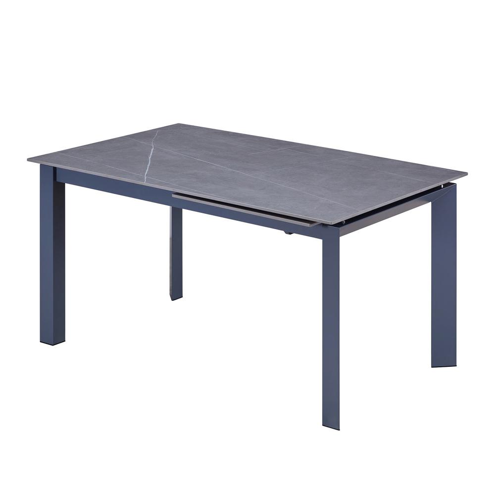 Matte Gray Ceramic Top And Gray Legs Extension Table. Picture 1