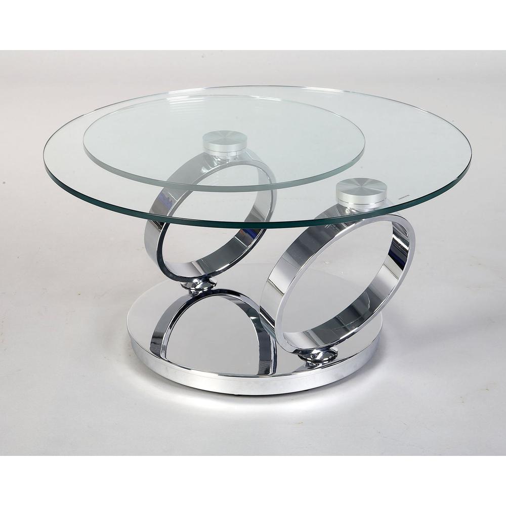 Motion Coffee Table W/ Chrome Base, 31.5"-53"X31.5"X17"H. Picture 1