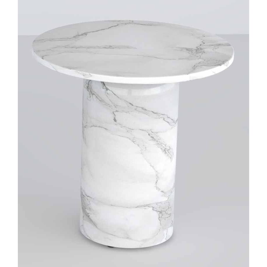 Round 21.6'' End Table with Marble Top & MDF base. Picture 1