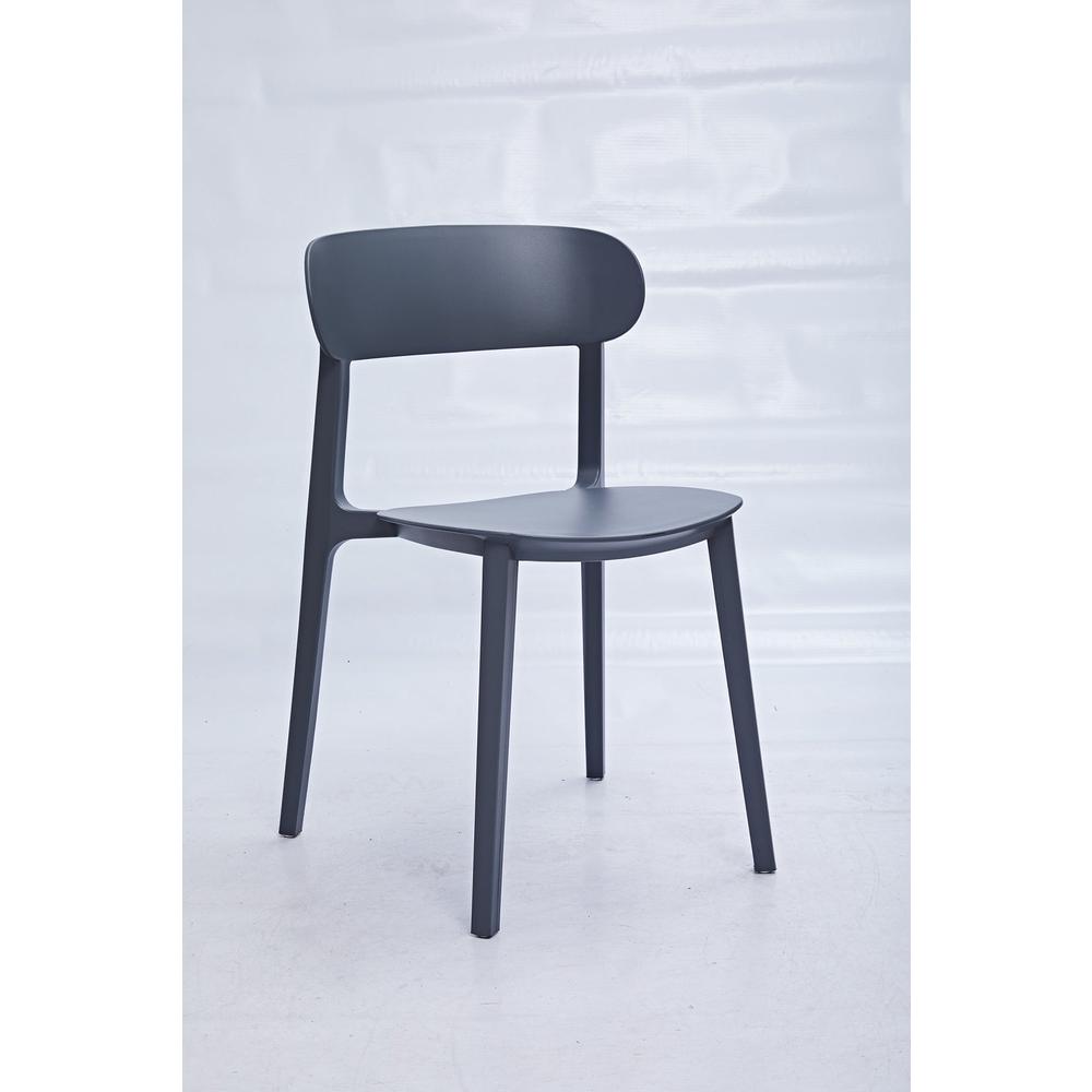 Midcentury Polypropylene Side Chair, Dark Gray, Set Of 4. Picture 1
