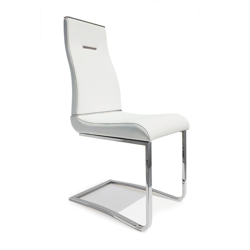 Dining Chair, White Seat With Stainless Steel Base, Set Of 2. Picture 2