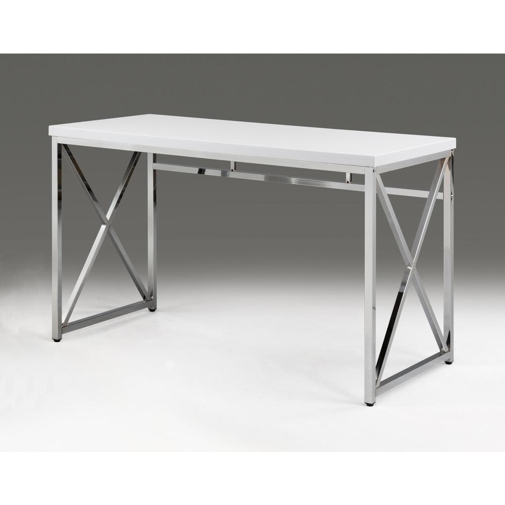White Top Desk With Chrome Base. Picture 1