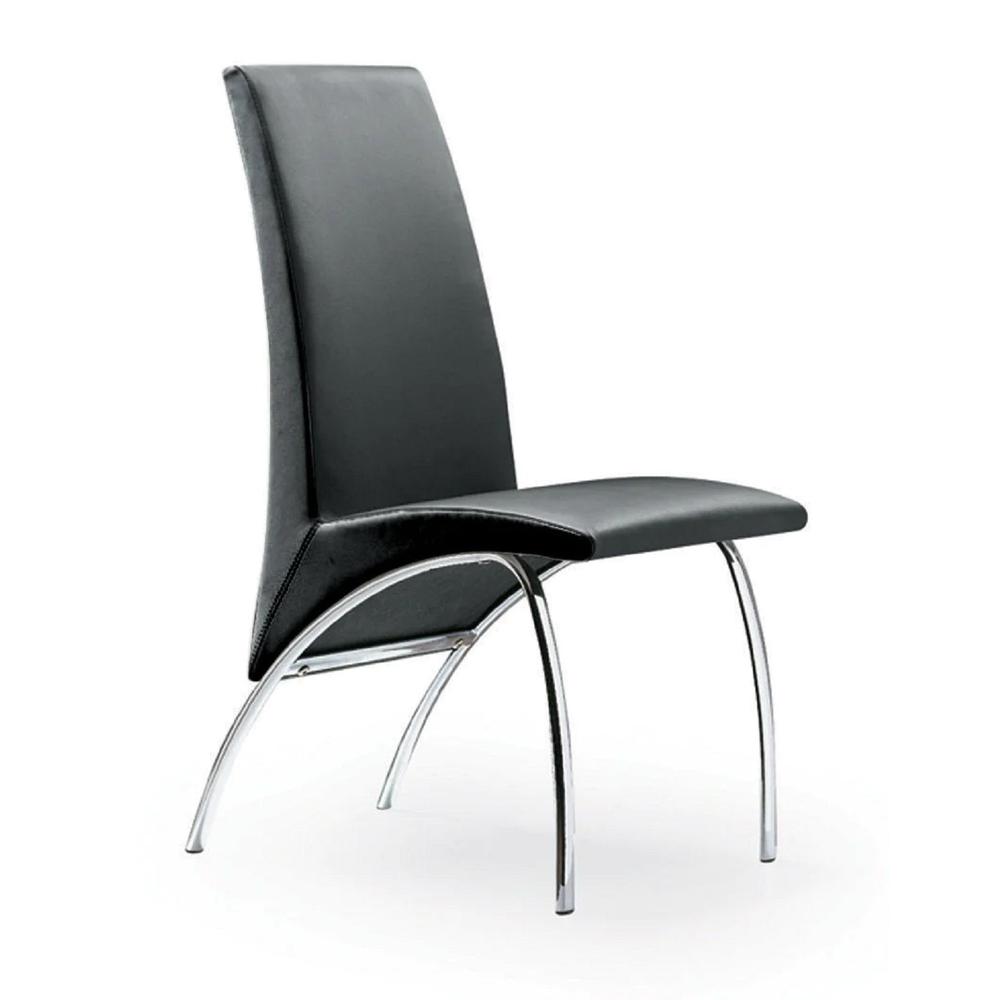 Chair,Black Pu Chrome Leg, Set Of 2. Picture 1