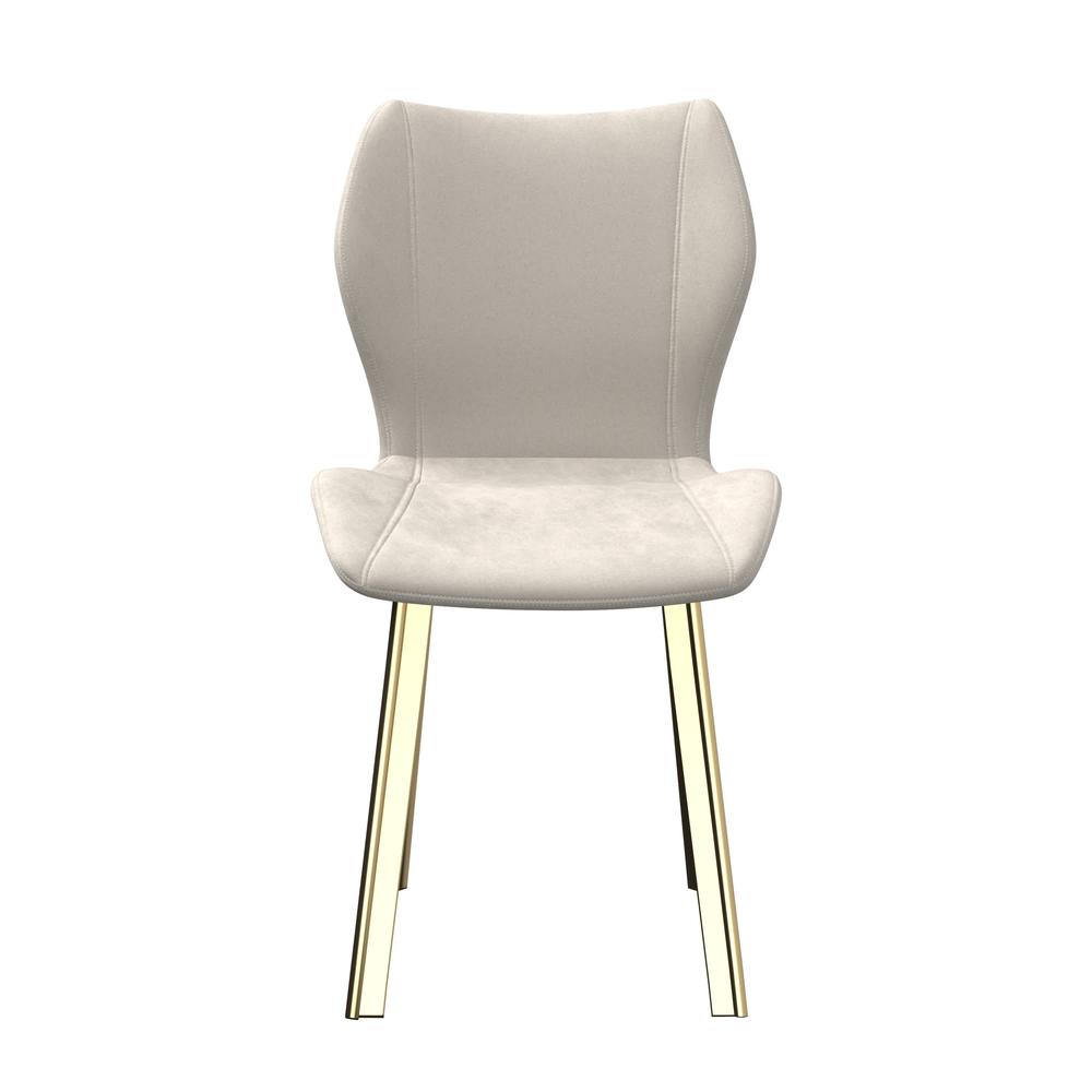 Fabric dining chair/Gold legs, Cream velvet, Set of 4. Picture 1
