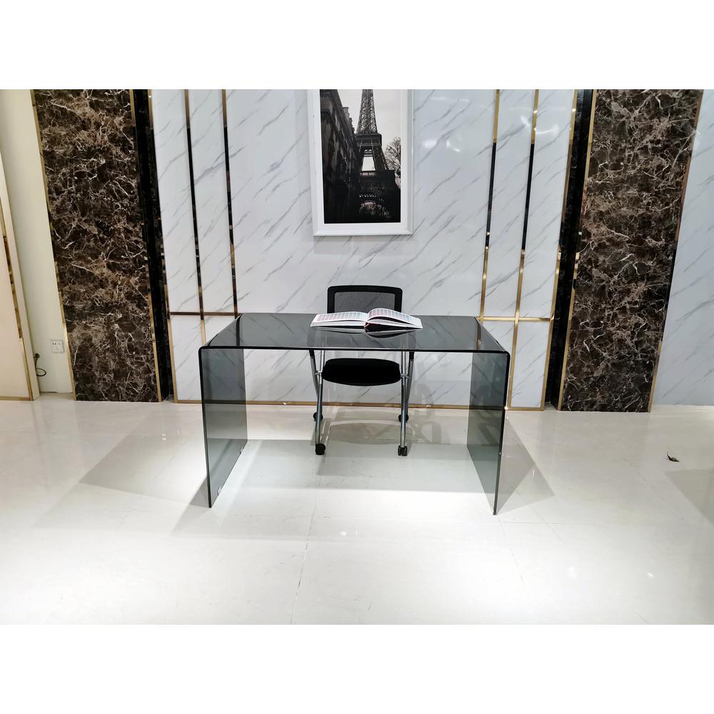 Grey Glass Desk, 50"X27.5"X29"H. Picture 2
