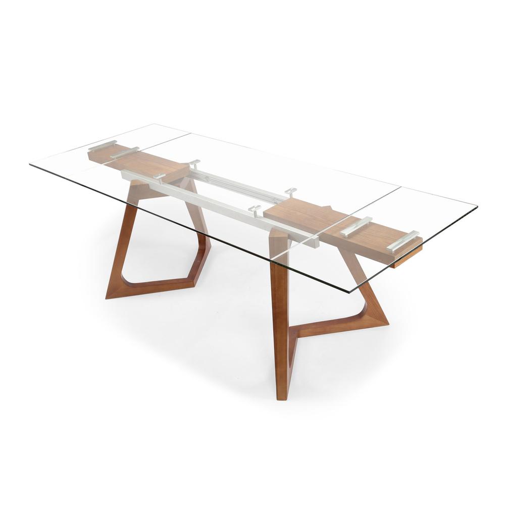 Glass Extension Table With Alu Frame And Ashwood Legs. Picture 1