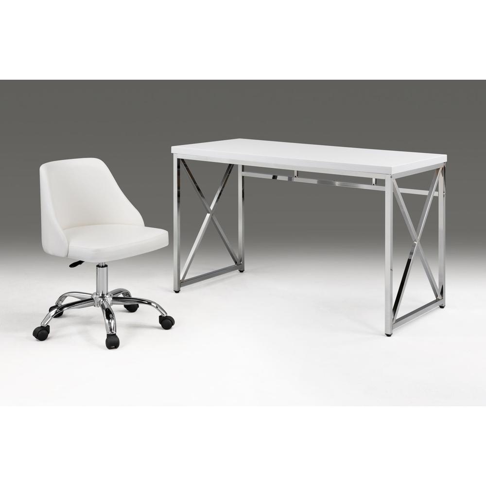 White Top Desk With Chrome Base. Picture 2