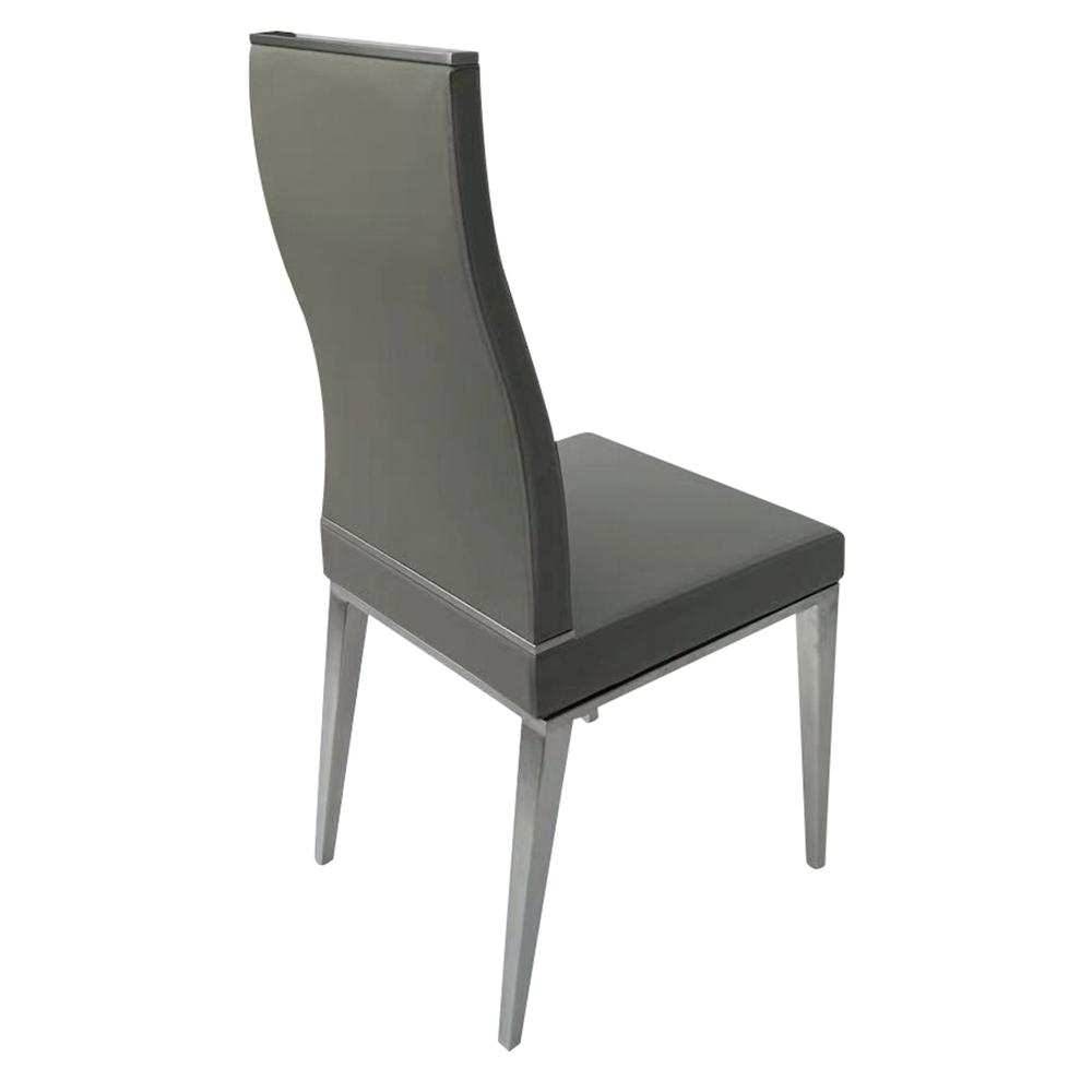 Light Gray Dining Chair With Brushed Stainless Steel, Set Of 4. Picture 2