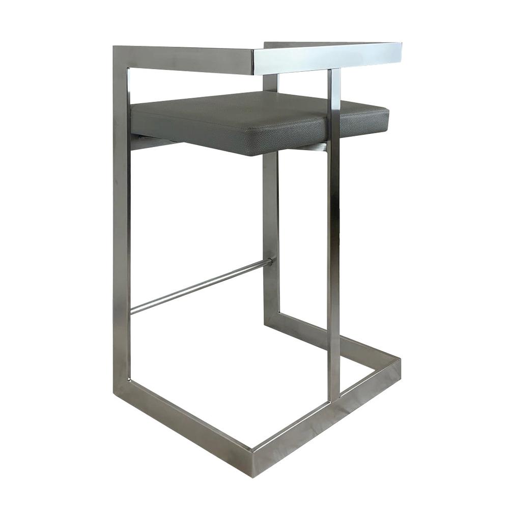 Bar Chair, 26", Gray, Stainless Steel Base. Picture 2
