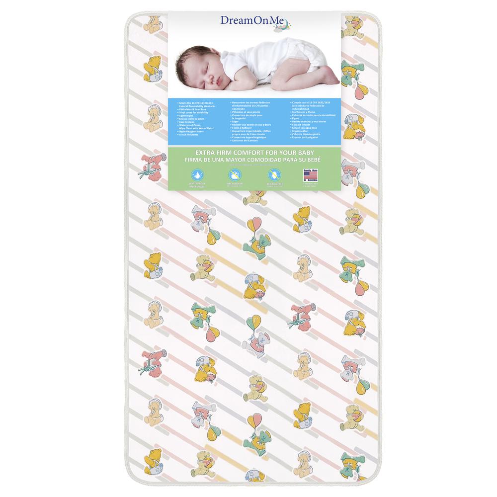 Dream On Me, 5" Foam Crib & Toddler Bed Quilted Standard Mattress, Quilted Bear Print. Picture 1