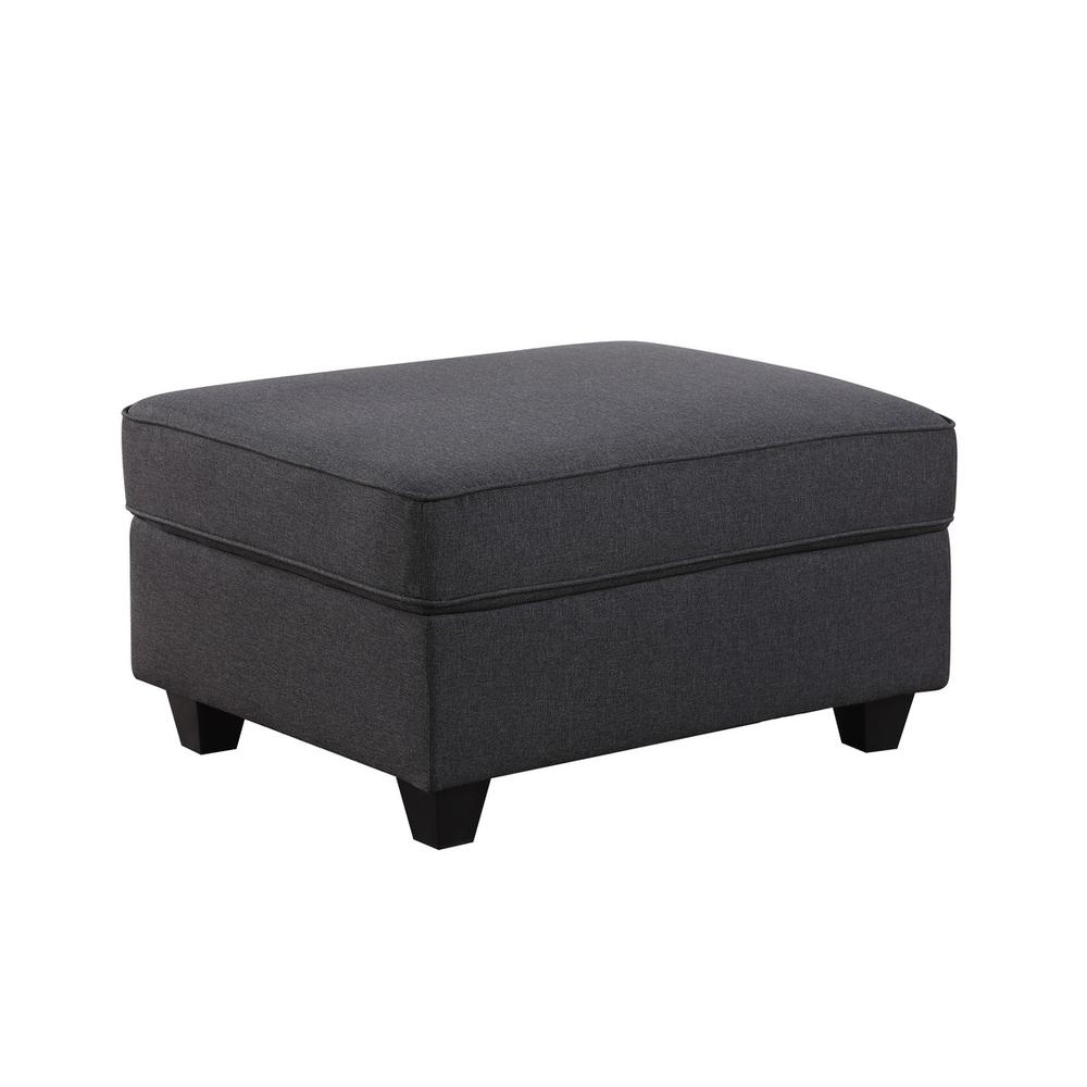 Cooper Dark Gray Linen Sofa with Ottoman and Cupholder. Picture 4