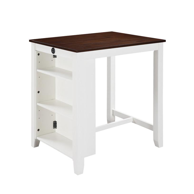 3-Piece White Finish Small Space Counter Height Dining Table with Shelves. Picture 2